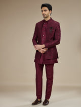 Maroon men layered brooch indo western