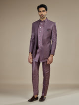 Dusty mauve men layered sequin indo western