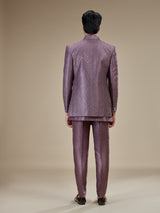 Dusty mauve men layered sequin indo western