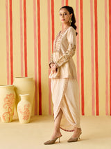 Champagne beige women designer indo western suit