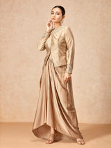 Champagne gold women embellished jacket indo western suit