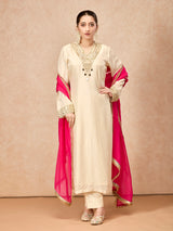 Beige women mirror embellished pant suit