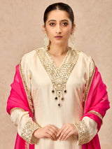 Beige women mirror embellished pant suit
