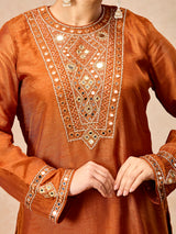 Rust orange women embellished salwar suit