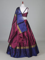 Purple blue silk lehenga choli with zardosi work