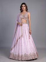 Pink silk embellished lehenga choli with elegant dupatta