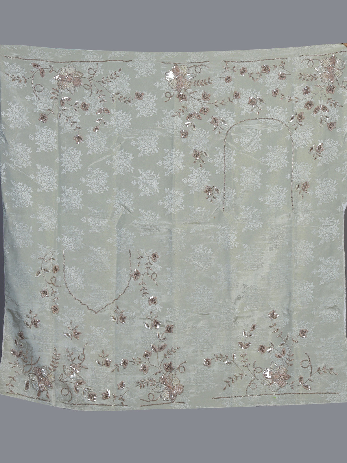 Mint green silk unstitched lehenga choli with dupatta