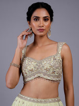 Pista green chiffon georgette lehenga with elegant sparkle