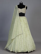 Pista green chiffon georgette lehenga with elegant sparkle