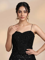 Black georgette designer lehenga choli with elegant sequin embellishments