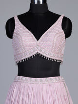 Pink soft georgette lehenga choli with sparkling sequin detailing