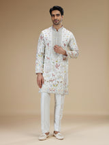 Off white men shikargah embroidered kurta suit
