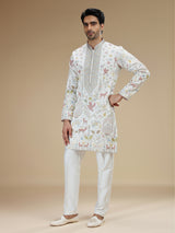 Off white men shikargah embroidered kurta suit