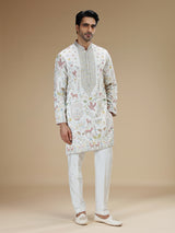 Off white men shikargah embroidered kurta suit