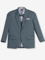 Grey solid one-button cotton blend coat suit