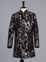 Wine terry rayon indowestern set with floral sequin elegance