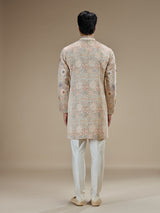 Cream men abhla floral embroidered kurta pajama