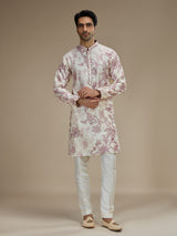Off white men wine botanical printed kurta pajama