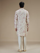 Off white men wine botanical printed kurta pajama