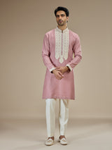 Pink men lucknowi chikankari kurta suit