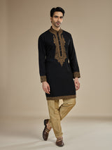 Black men mughal paisley zari kurta pajama