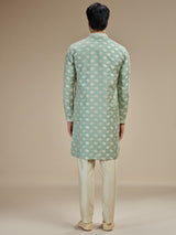 Mint green men royal elephant brocade kurta pajama