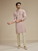 Dusty pink mens royal elephant banarasi kurta pajama