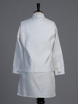 White silk blend waistcoat set for boys with elegant festive embellishments
