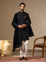 Deep rama green silk mens Indo western