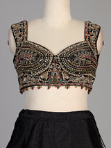 Black womens zardosi paisley lehenga choli
