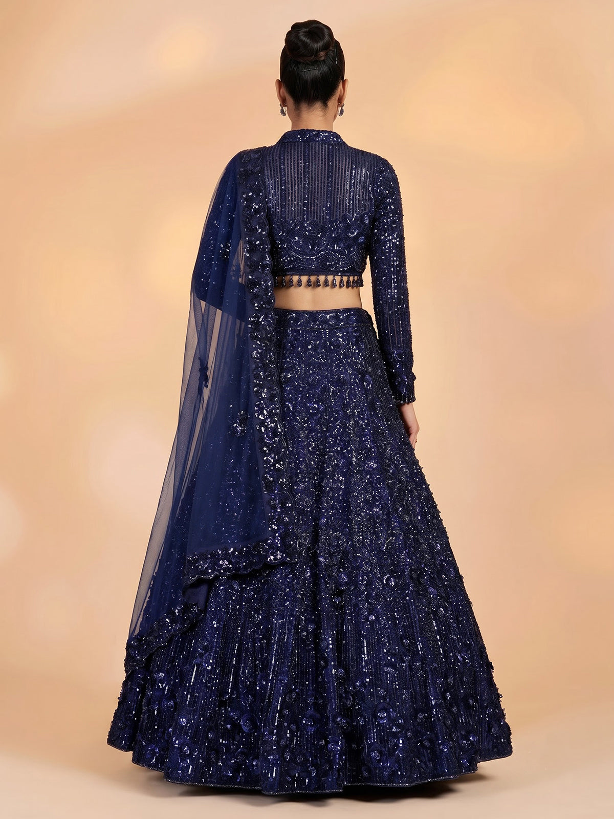 Navy womens glamorous sequin lehenga choli
