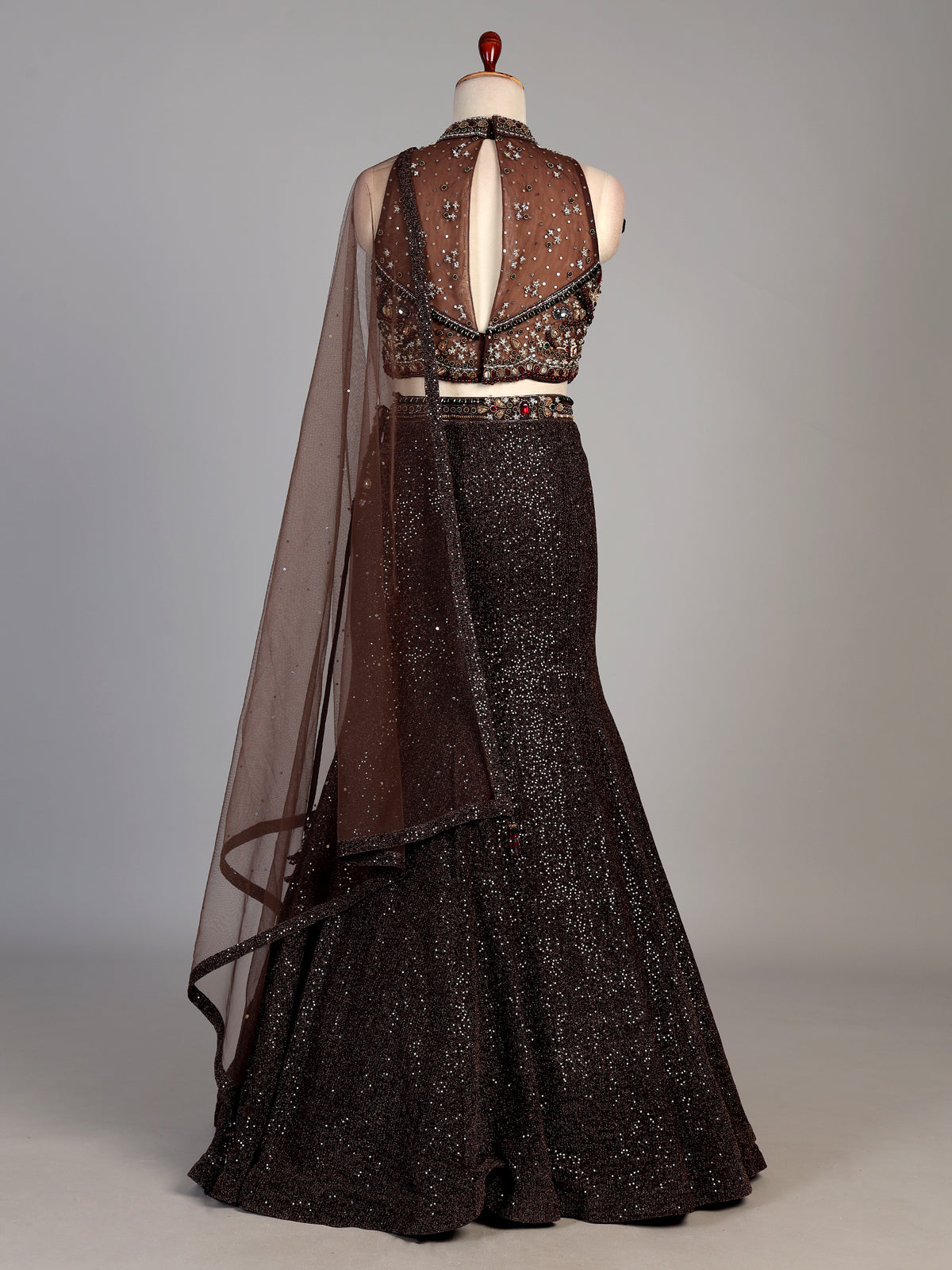 Brown womens designer shimmer lehenga choli