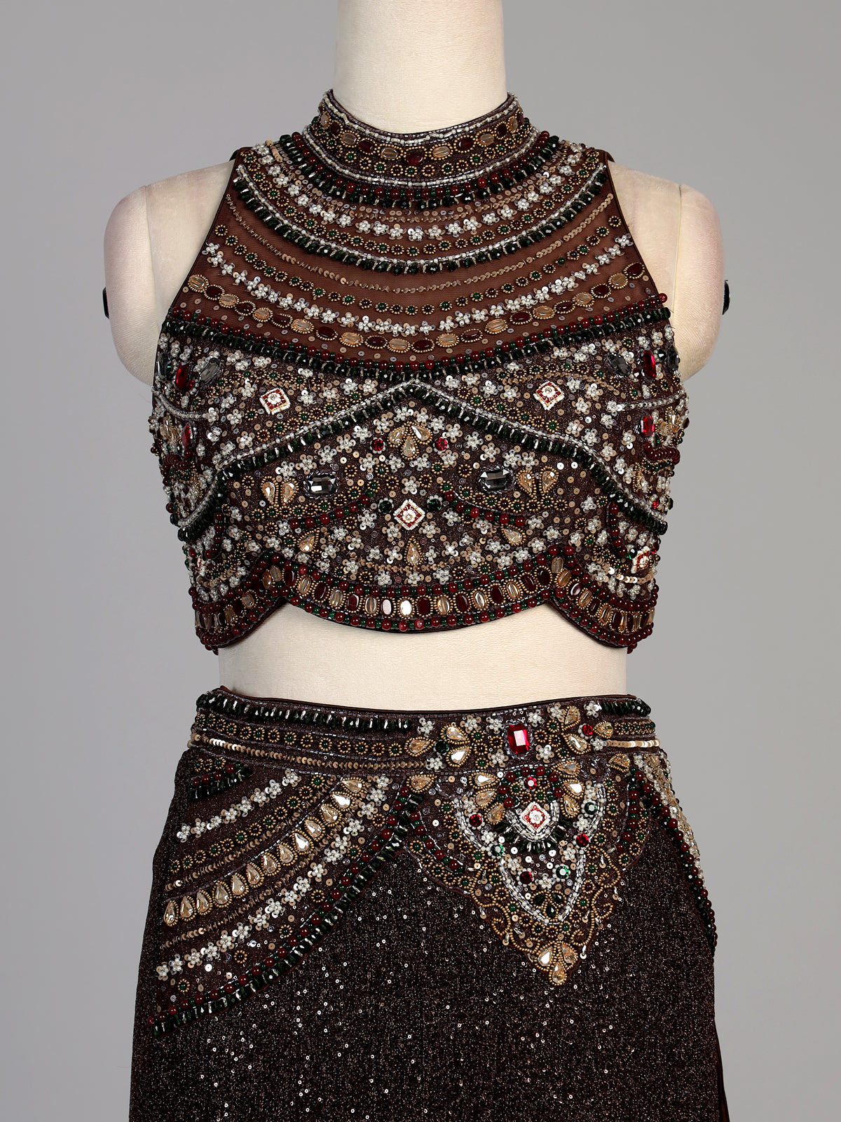 Brown womens designer shimmer lehenga choli