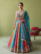 Multi color womens coin fringe lehenga choli