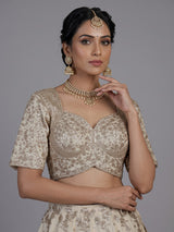 Ivory womens dupion silk sequin lehenga