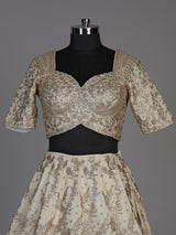 Ivory womens dupion silk sequin lehenga