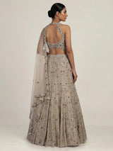 Beige womens emerald crystal lehenga choli