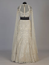 Ivory womens crystal cape lehenga choli