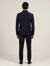 Navy blue mens embellished tuxedo coat suit