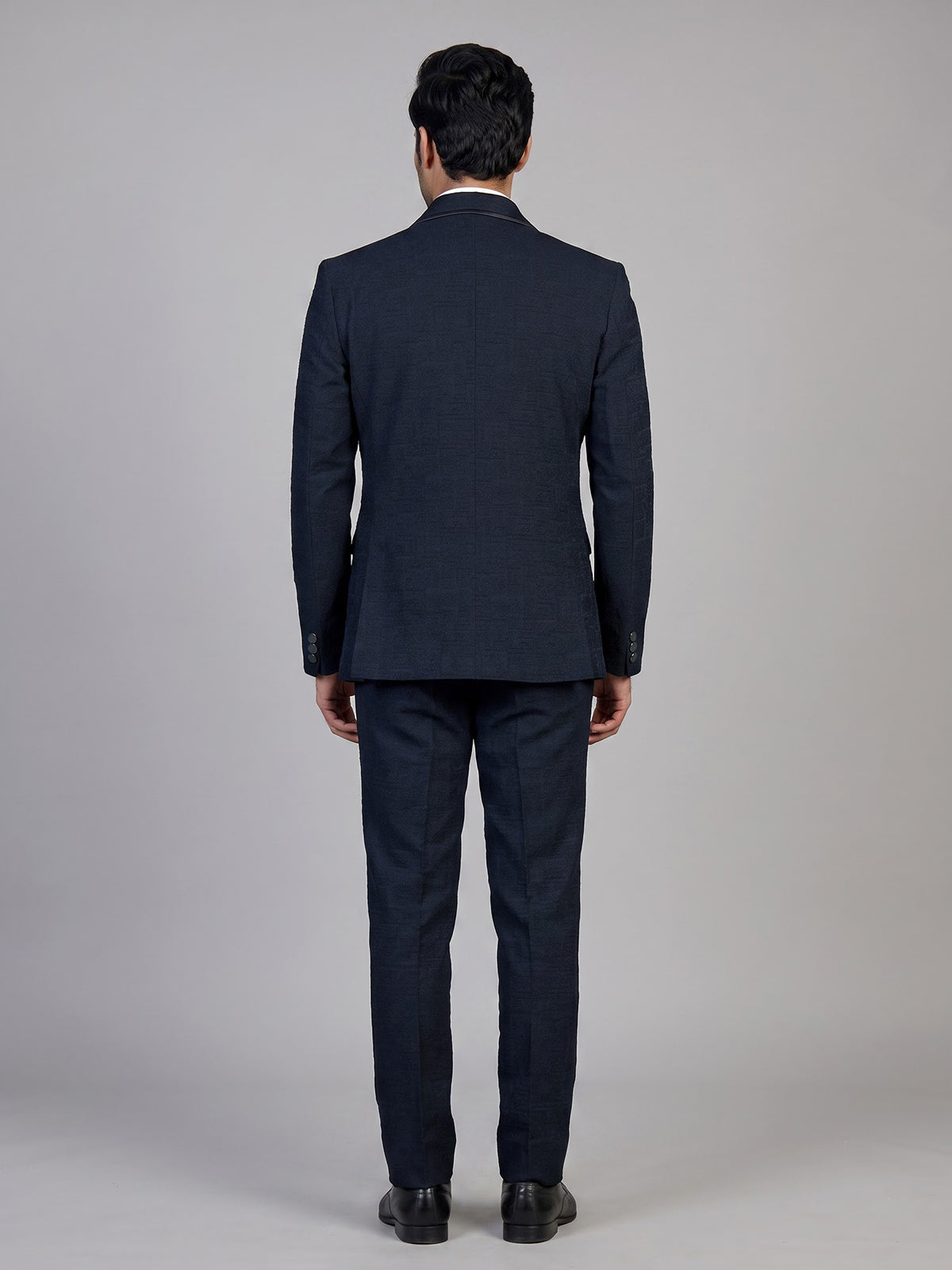 Midnight blue mens embroidered tuxedo coat suit