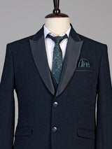 Midnight blue mens embroidered tuxedo coat suit