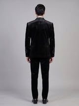 Black mens crystal embellished velvet coat suit