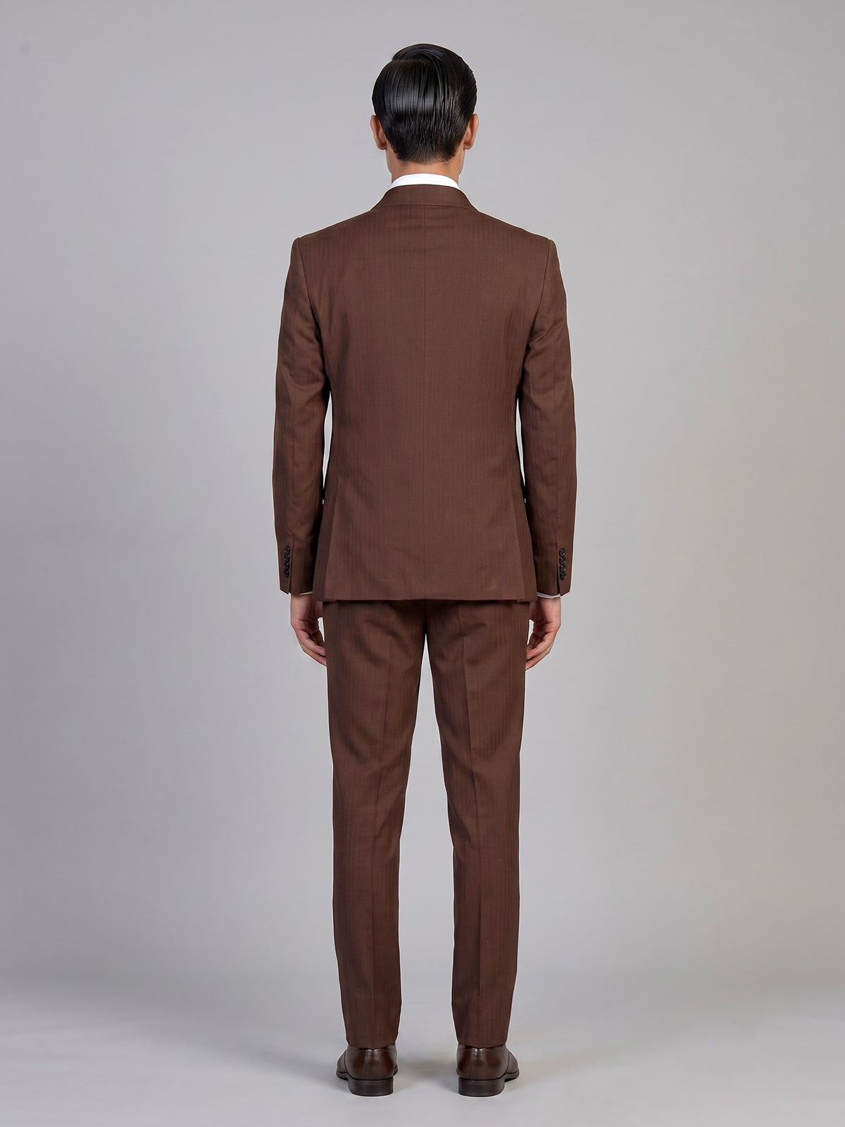 Coffee brown mens double breasted coat suit