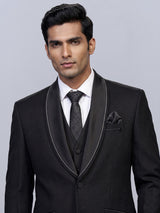 Black mens classic satin shawl coat suit