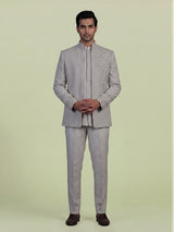 Grey mens botanical jacket jodhpuri suit