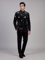 Black mens swarovski embellished jodhpuri suit
