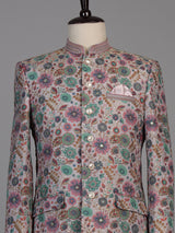 Purple mens botanical embroidered jodhpuri suit