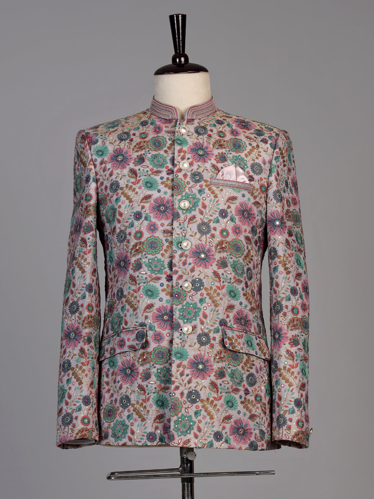 Purple mens botanical embroidered jodhpuri suit