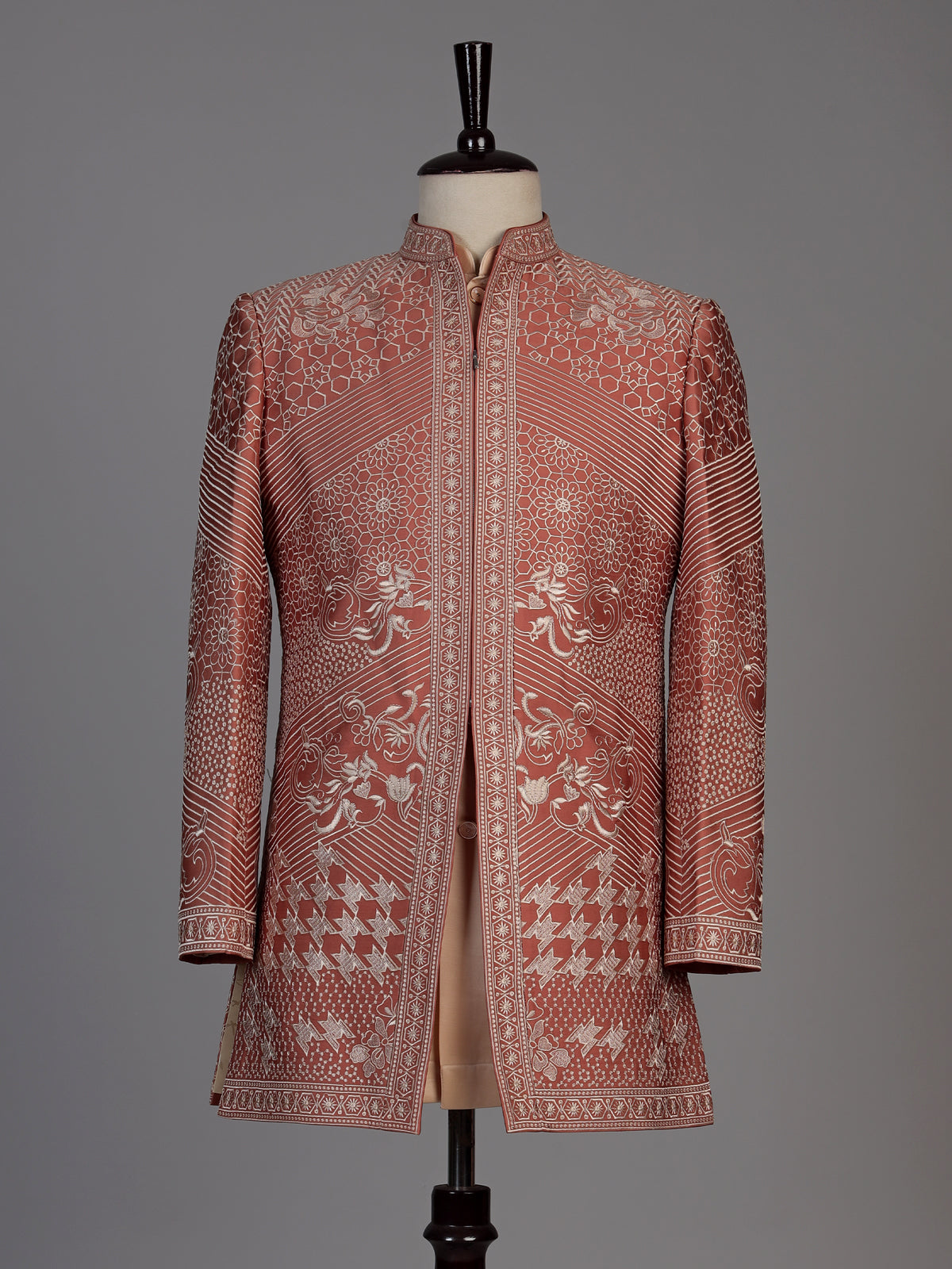 Rust orange mens fusion jacket indo western