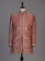 Rust orange mens fusion jacket indo western